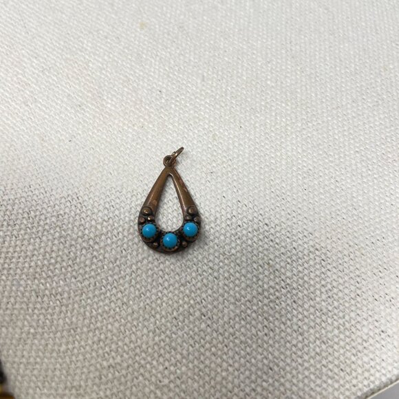 Wheeler‎ WMCO Native American Copper Turquoise Teardrop Pendant - Picture 13 of 15